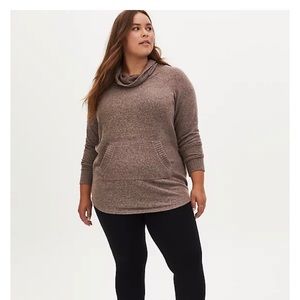 Torrid size 1 SUPER SOFT PLUSH WALNUT COWL NECK TUNIC SWEATSHIRT